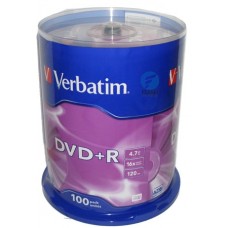 Оптический диск DVD+R Verbatim 4,7Gb 16x CakeBox (43551) 100шт