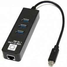 Концентратор Type-C 5bites UA3C-45-10BK 3 ports Black + LAN (1Gbps)