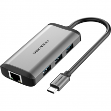 Концентратор USB Type C Vention CNCHB (USB 3.1 M / OTG USB 3.0 F x 2 / HDMI 19F / RJ45 F / USB Type C F)