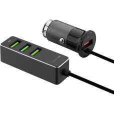Зарядное устройство автомобильное Deppa 3xUSB A + USB Type-A, QC 3.0, черное (11295)