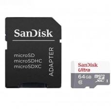 Флеш-карта microSDXC 64Гб Sandisk Ultra, Class 10/UHS-1 ( SDSQUNR-064G-GN3MA ) + адаптер