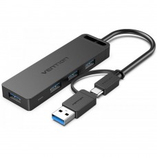 Концентратор OTG USB 2.0/ USB 3.0 Vention CHTBB 4 ports черный