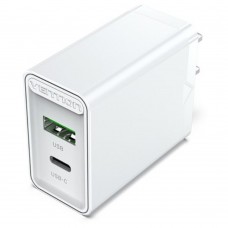 Зарядное устройство сетевое Vention FBBW0-EU  USB A + USB A + USB Type-C QC 4.0 белое