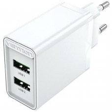 Сетевое зарядное устройство Vention FBAW0-EU на 2 порта USB (A+A) QC 3.0 белое