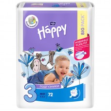 Bella Baby Happy Подгузники Midi 3, 5-9 кг. (72 шт.)