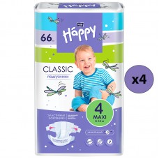 Bella Baby Happy Подгузники Maxi 4, 8-18 кг., 66 шт. (4 упаковки)