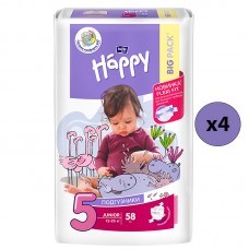 Bella Baby Happy Подгузники Junior 5, 12-25 кг., 58 шт. (4 упаковки)