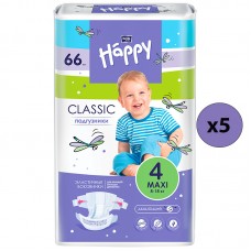 Bella Baby Happy Подгузники Classic Maxi 4, 8-18 кг., 66 шт. (5 упаковок)