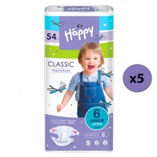 Bella Baby Happy Подгузники Classic Junior Extra 6, 16+ кг., 54 шт. (5 упаковок)