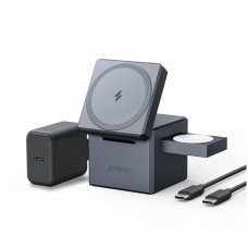 Беспроводная зарядная панель Anker 3-IN-1 Cube MagSafe Y1811 3 в 1 Для IPhone, Apple Watch, Airpods, 15W Black