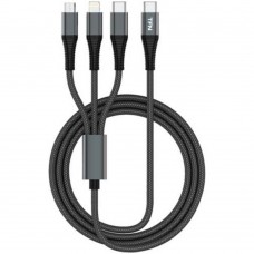 Кабель 3 в 1 с разъемом Type-C на Type-C/Lightning/microUSB 1,2м TFN C-3IN1-USBC-GR