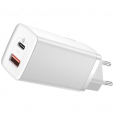 Зарядное устройство сетевое Baseus GaN2 Lite 65W Type-C + USB A белое