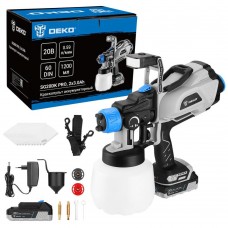 Краскопульт аккумуляторный Deko SG20DK PRO, 20В, 1200 мл, 2x3.0Ач 083-1136