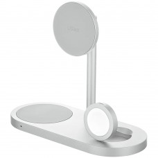 Беспроводная зарядная панель uBear Stage Ultra 3 в 1 Для IPhone, Apple Watch, Airpods, Qi2 25W Silver