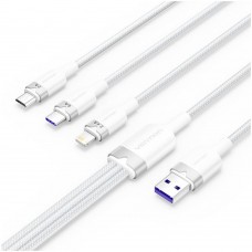 Кабель USB-A 2.0 - Type C/MicroB/Lightning 1.5м. Vention (CTRWG) белый