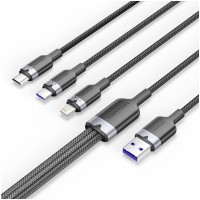 Кабель USB-A 2.0 - Type C/MicroB/Lightning 1.5м. Vention (CTRBG) черный