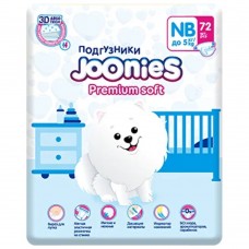Joonies Подгузники Premium Soft MEGA PACK, NB (0-5 кг.), 72 шт. (2 упаковки)