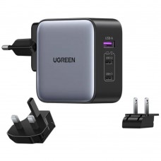 Стационарное зарядное устройство Ugreen Nexode CD296 (90409) 65W GaN 2xUSB-C + USB-A темно-серый